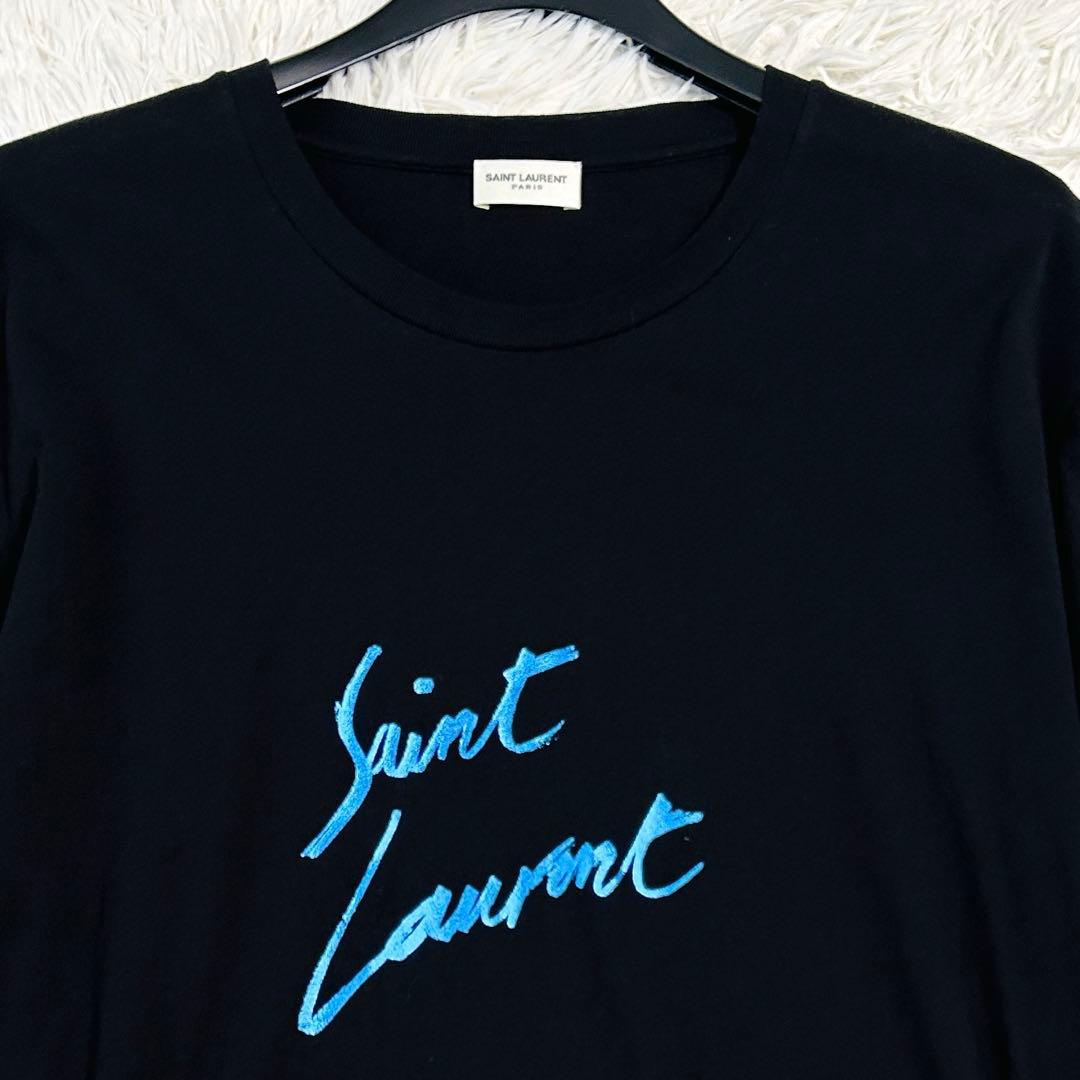 17AW✨サンローラン パリ メタリックロゴ シグネチャー Tシャツ カットソー
