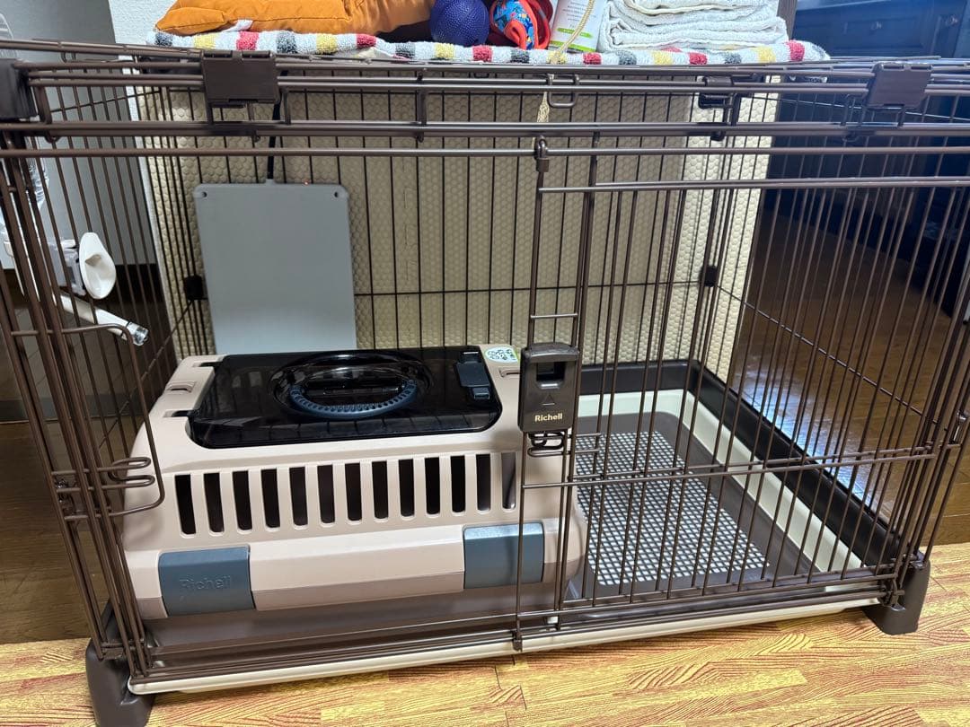[mk_さん用]Richell 犬用ケージ 90-60 前面パネル開放　屋根付き