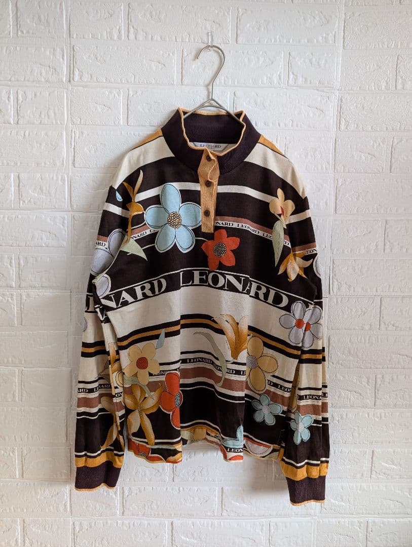 美品✨️LEONARD 44 大きいサイズ 花柄 総柄 カットソー ポロシャツ