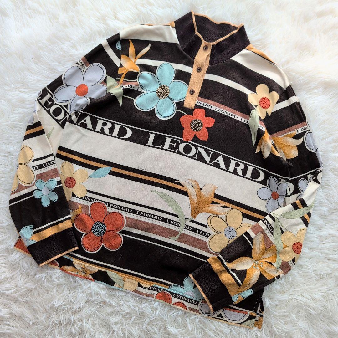 美品✨️LEONARD 44 大きいサイズ 花柄 総柄 カットソー ポロシャツ