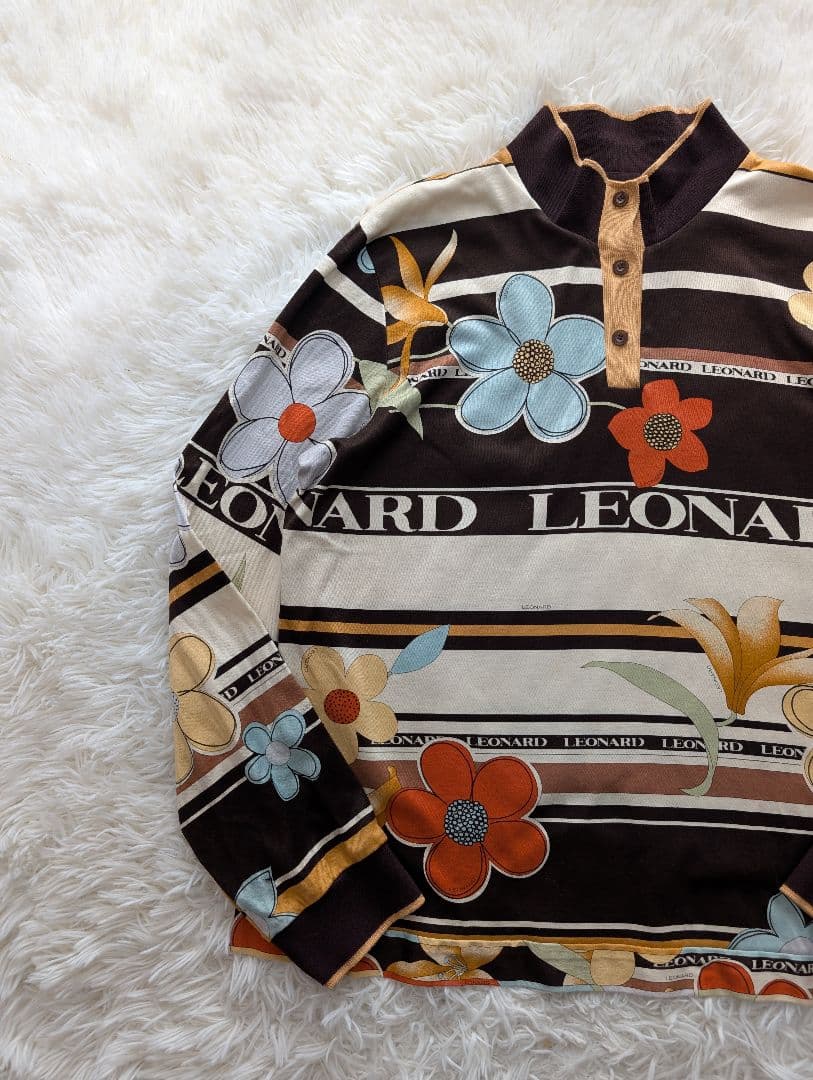 美品✨️LEONARD 44 大きいサイズ 花柄 総柄 カットソー ポロシャツ