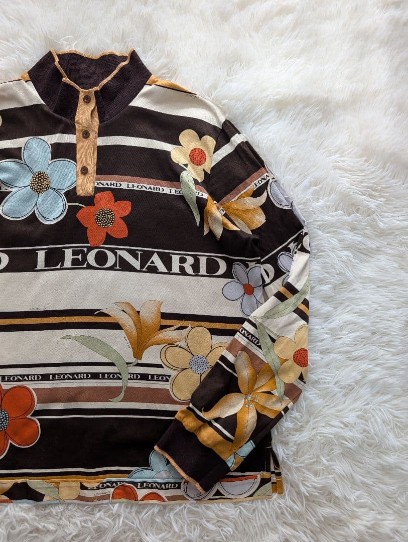 美品✨️LEONARD 44 大きいサイズ 花柄 総柄 カットソー ポロシャツ