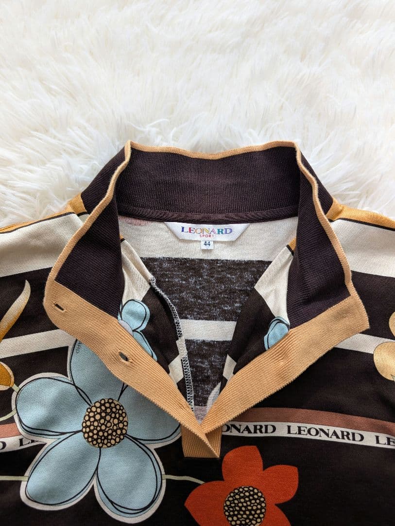 美品✨️LEONARD 44 大きいサイズ 花柄 総柄 カットソー ポロシャツ