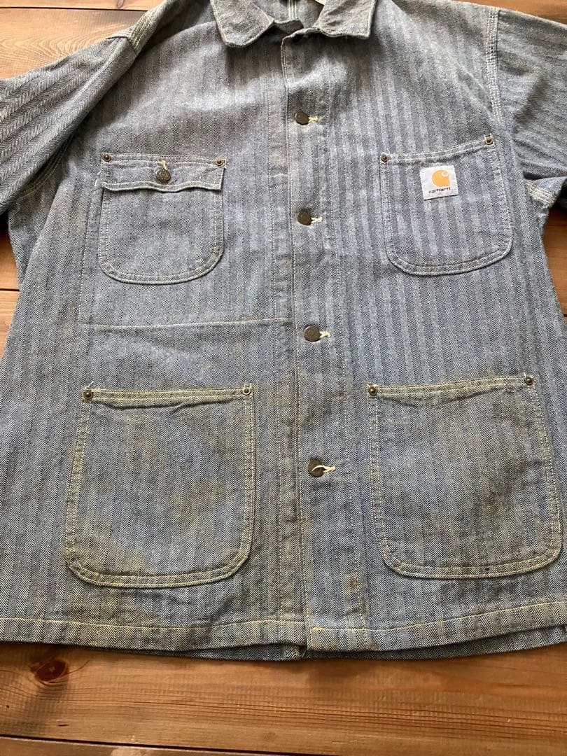 ラ*テ様 【90s 】星タグCarhartt ヘリンボーン チョアコート ビンテ