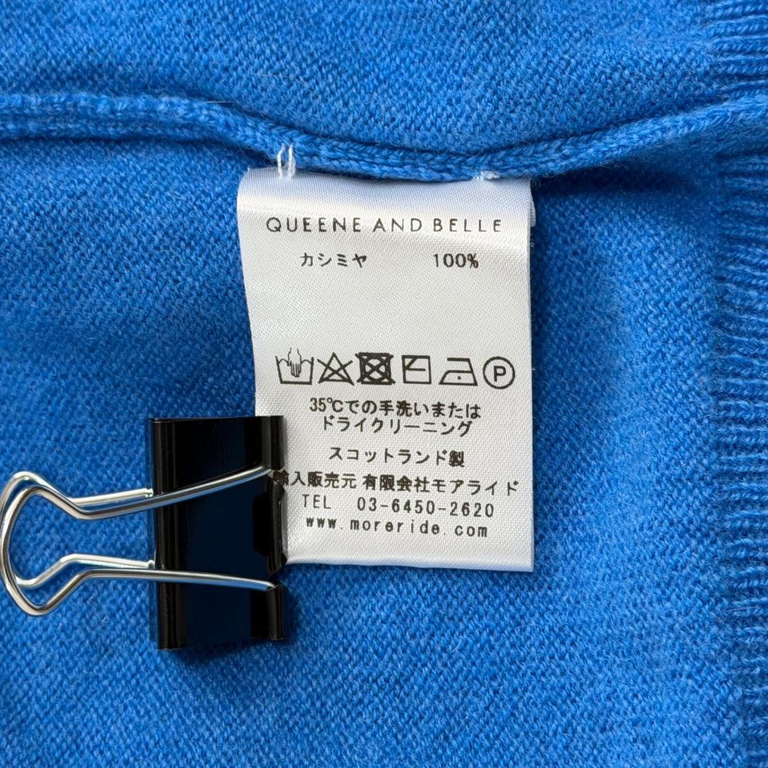 17780✨クイーンアンドベル カシミヤ100% 背面ロゴ ニットカーディガン