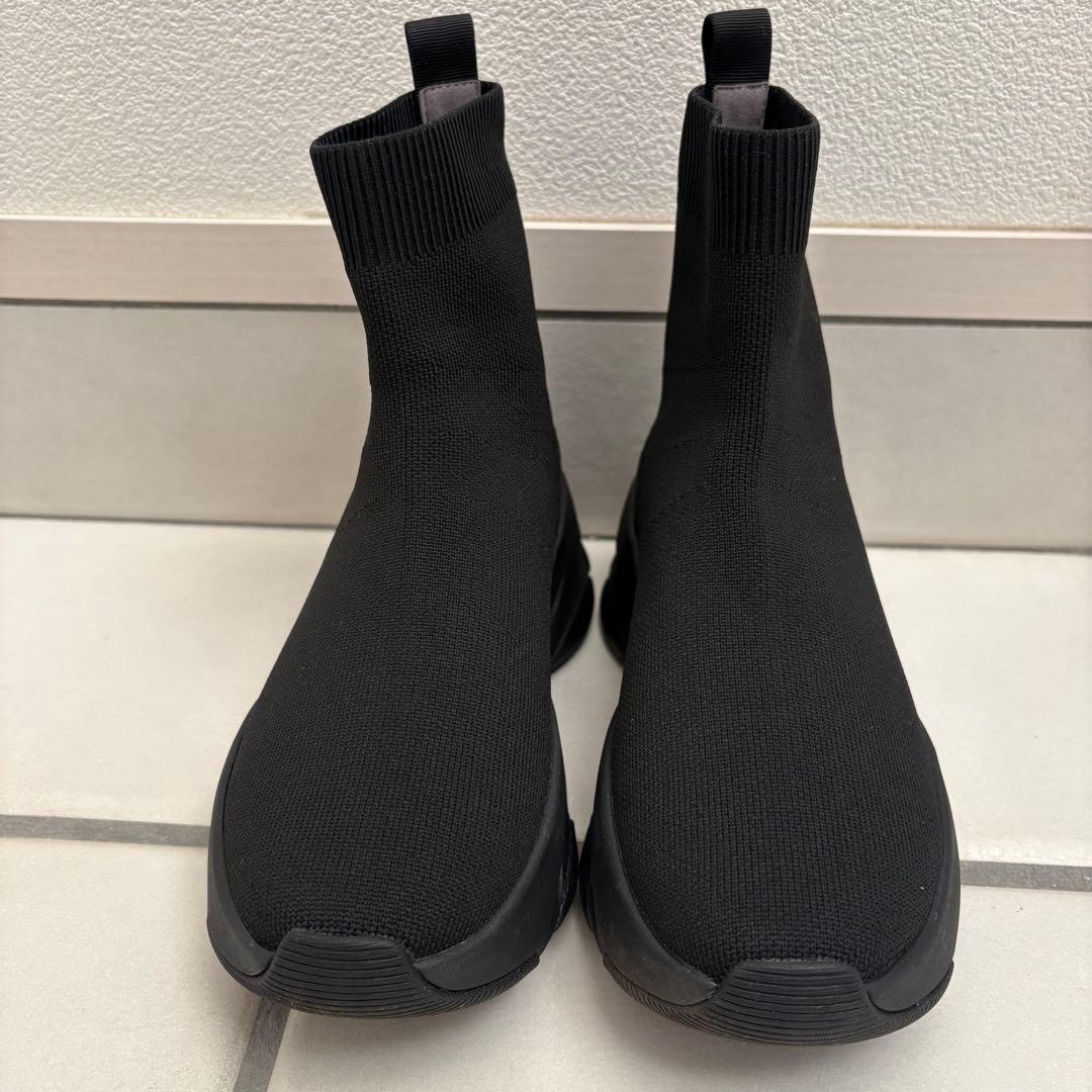 +diana 【撥水加工】軽量厚底ニットソックスブーツ 黒