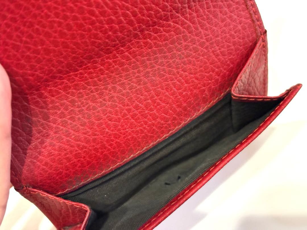 v*a様 GUCCI グッチ GGロゴ 三つ折り財布 赤 マーモント