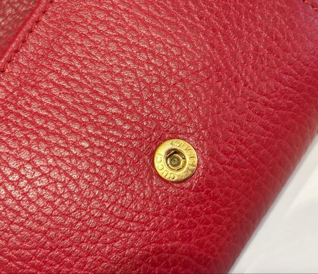 v*a様 GUCCI グッチ GGロゴ 三つ折り財布 赤 マーモント