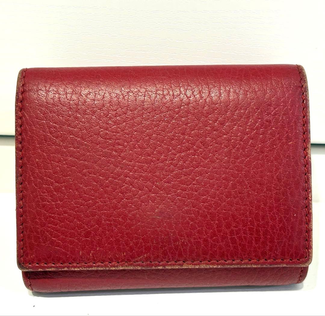 v*a様 GUCCI グッチ GGロゴ 三つ折り財布 赤 マーモント