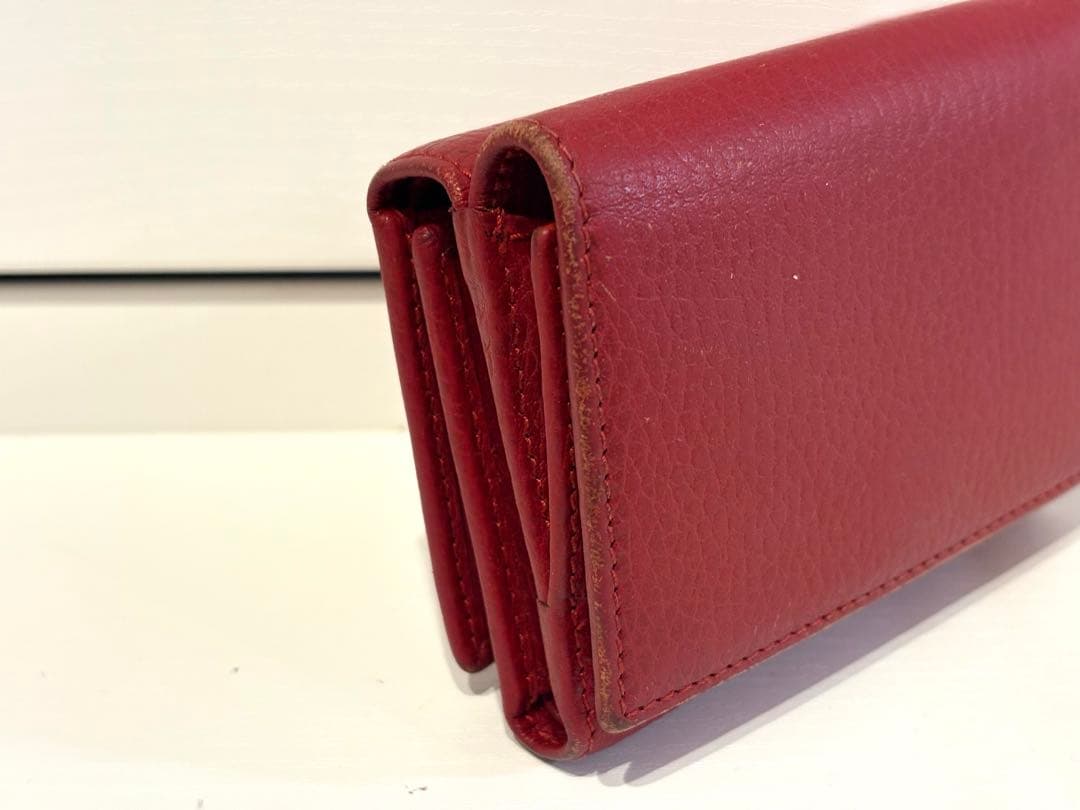 v*a様 GUCCI グッチ GGロゴ 三つ折り財布 赤 マーモント
