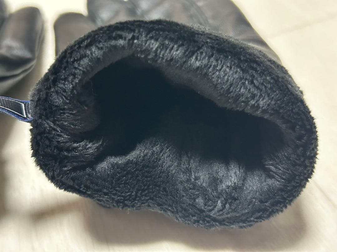 B:MING byBEAMSレザー製　黒手袋 ファー裏地付き　24cm