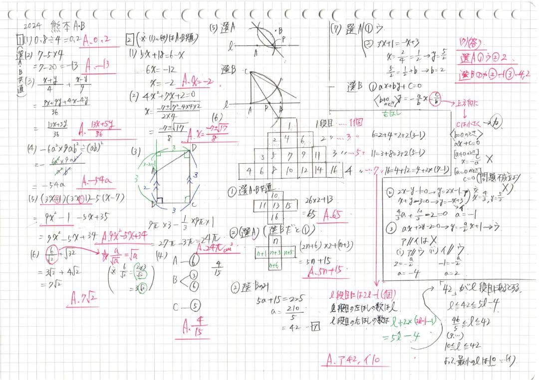 塾講師オリジナル数学解説全問動画付 熊本AB 公立高入試 2022～24 過去問