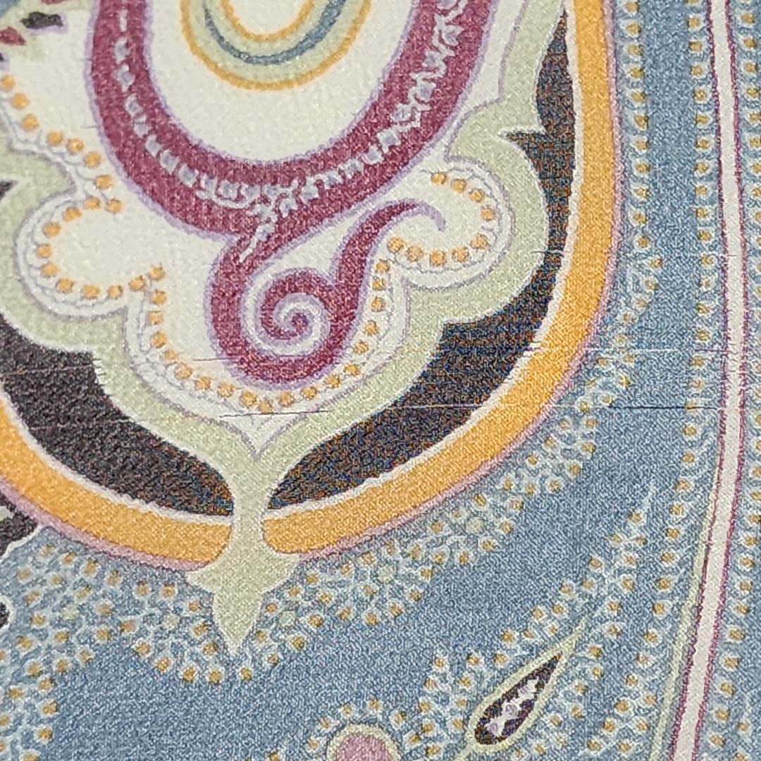 ★ETRO★ エトロ ストール シフォン ペイズリー柄 シルク ブルーグレー.