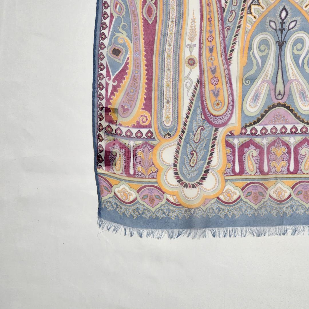 ★ETRO★ エトロ ストール シフォン ペイズリー柄 シルク ブルーグレー.