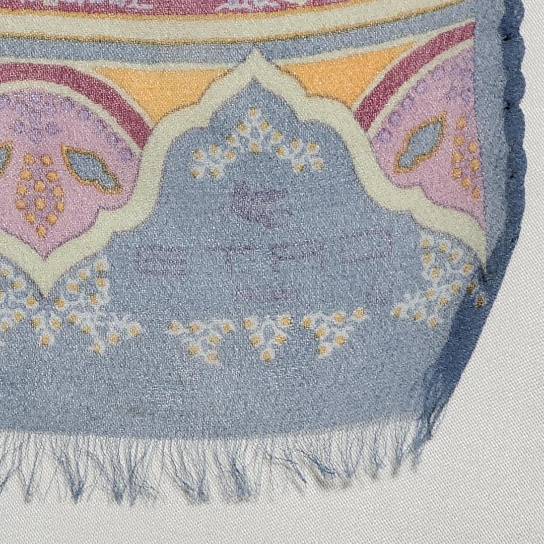 ★ETRO★ エトロ ストール シフォン ペイズリー柄 シルク ブルーグレー.