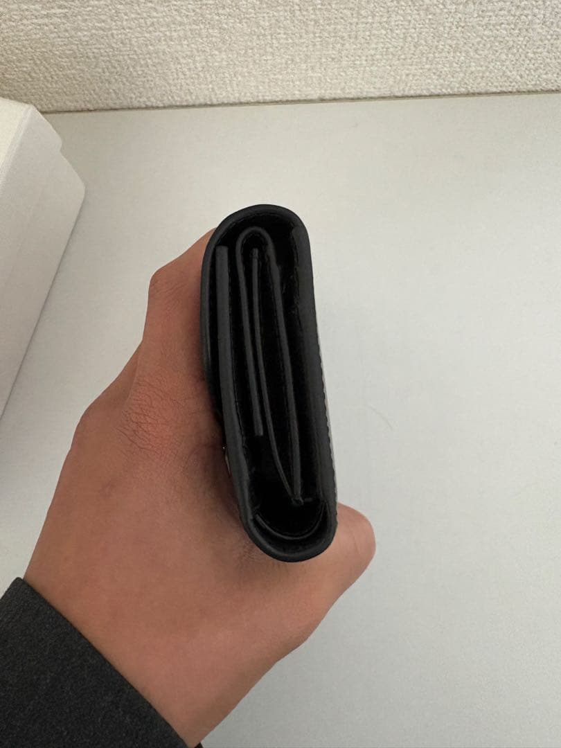 ナナCELINE ブラックレザー 三つ折り財布