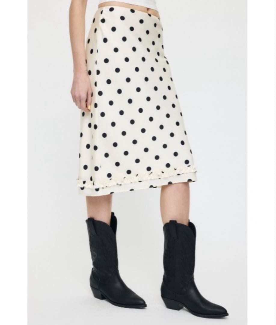 moussy SATIN DOT スカート WHT