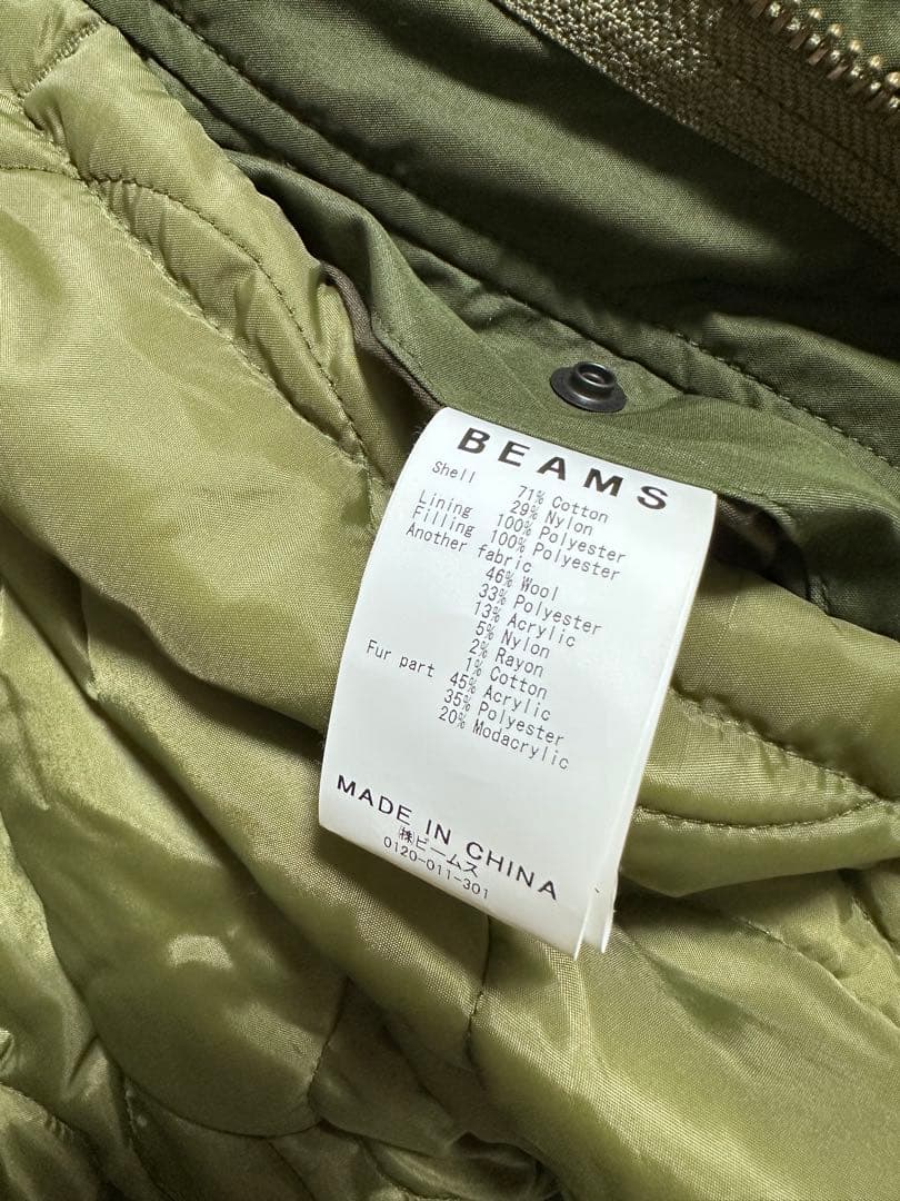 新品同様！お値下げ中！BEAMS フード付きオリーブモッズコート S