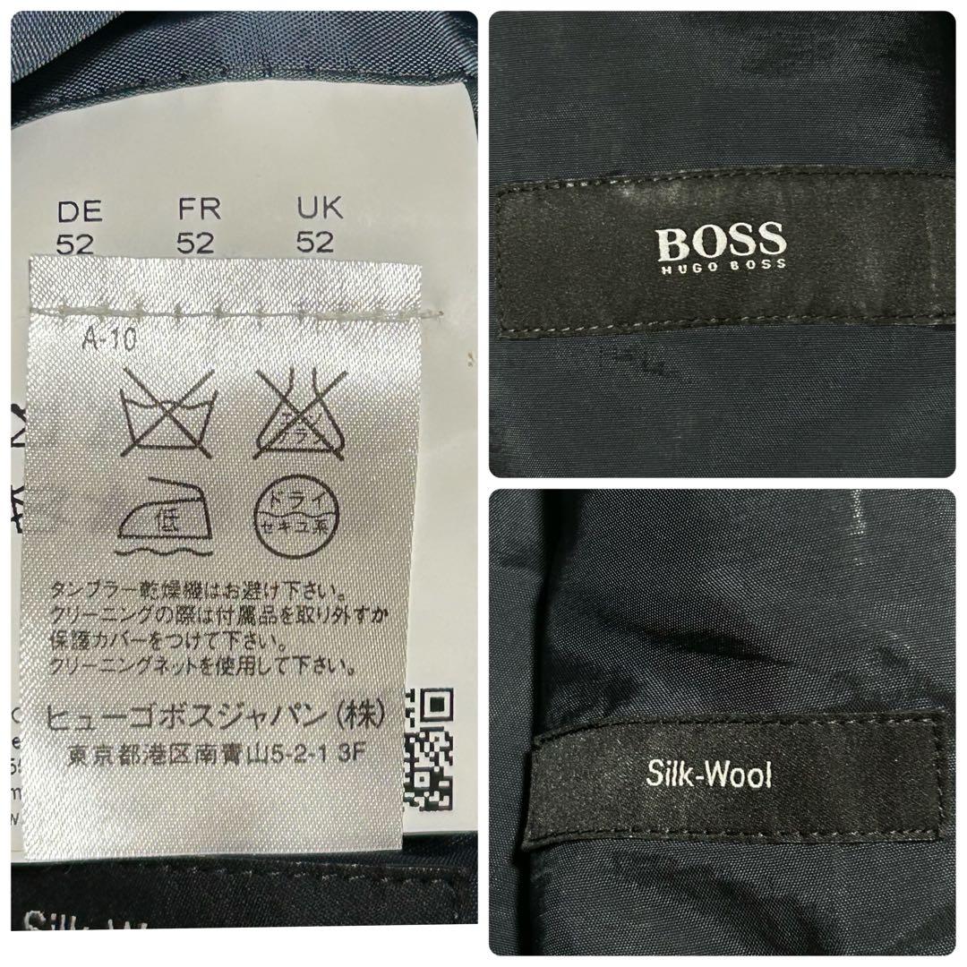 希少XL HUGO BOSS シルク45% 薄手 テーラードジャケット 2B
