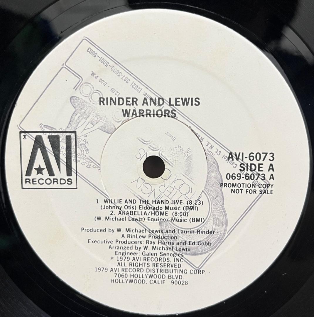 洋楽 Rinder and Lewis Warriors LP Promo