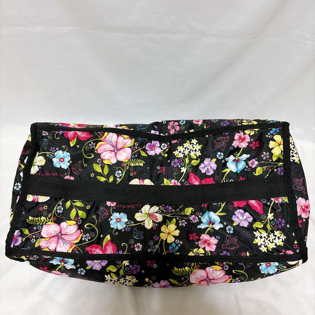 【美品】レスポートサック ハワイ限定 コラボ ボストンバッグ 花 ブラック