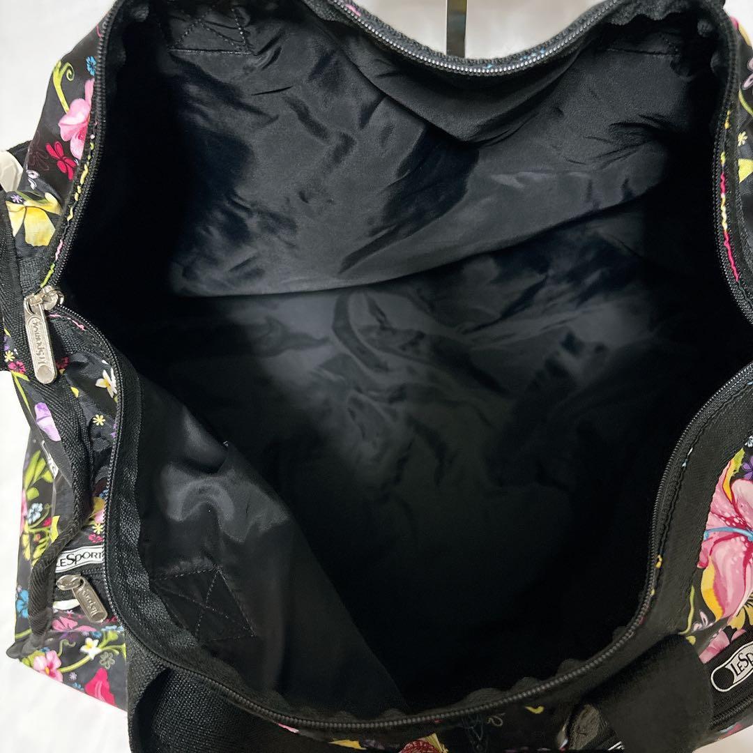 【美品】レスポートサック ハワイ限定 コラボ ボストンバッグ 花 ブラック