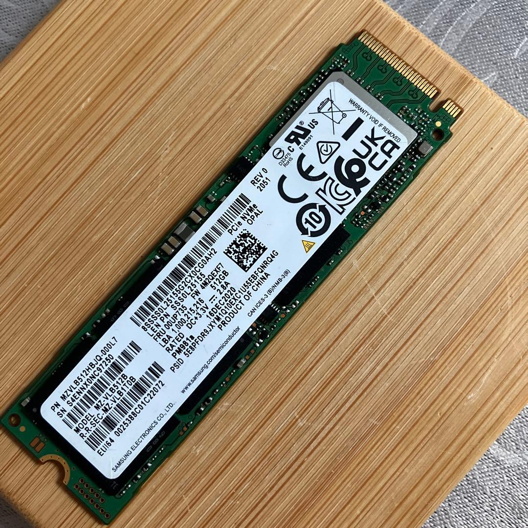 内蔵型SSD Samsung NVMe 512GB SSD M.2 2280 PM981a