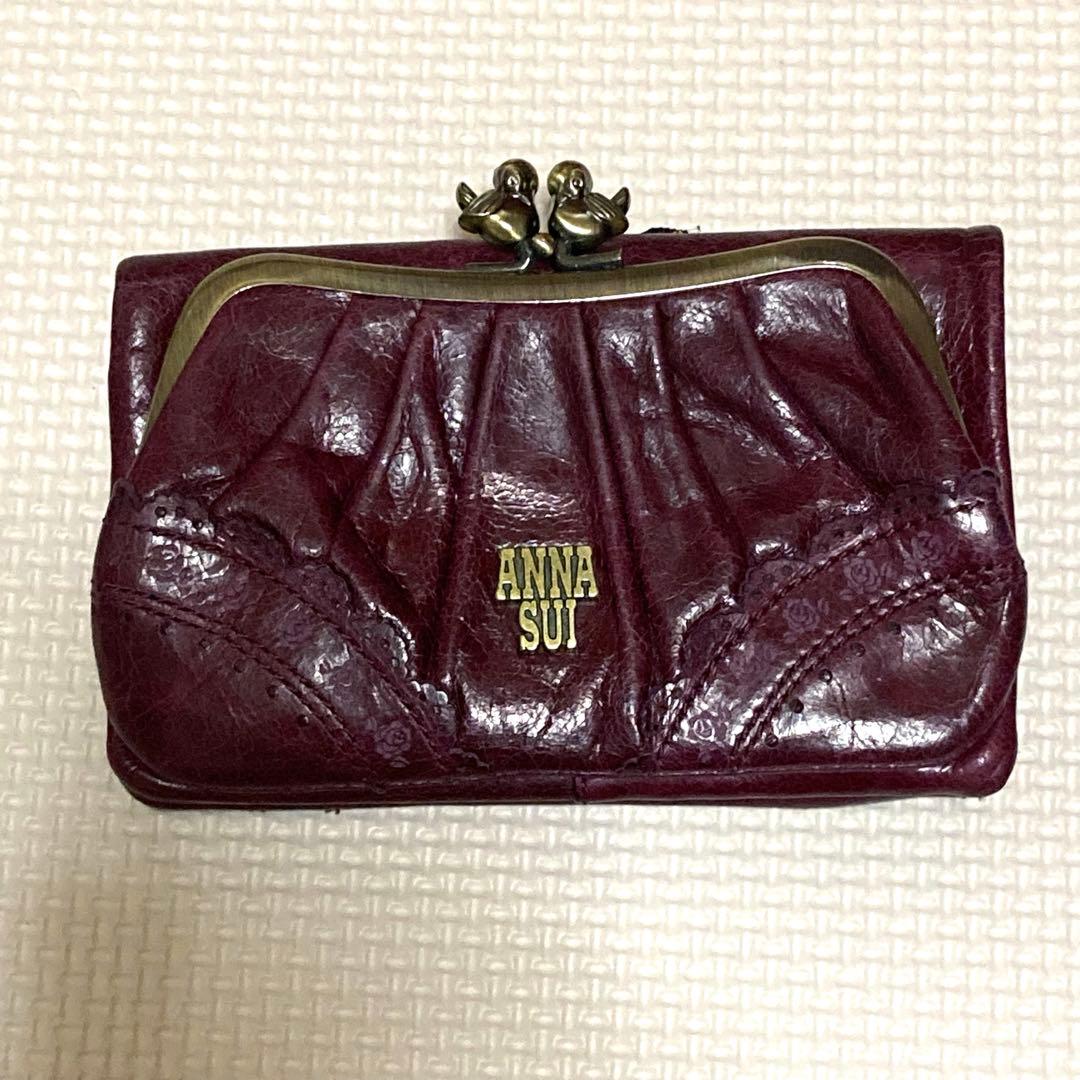 希少✨ANNA SUI アナスイ ローズガーデン がま口 二つ折り財布 バード