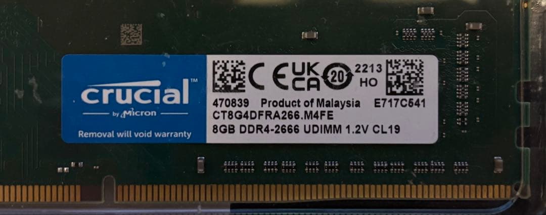 Crucial 8GB×2(16GB) DDR4-2666 UDIMM メモリ