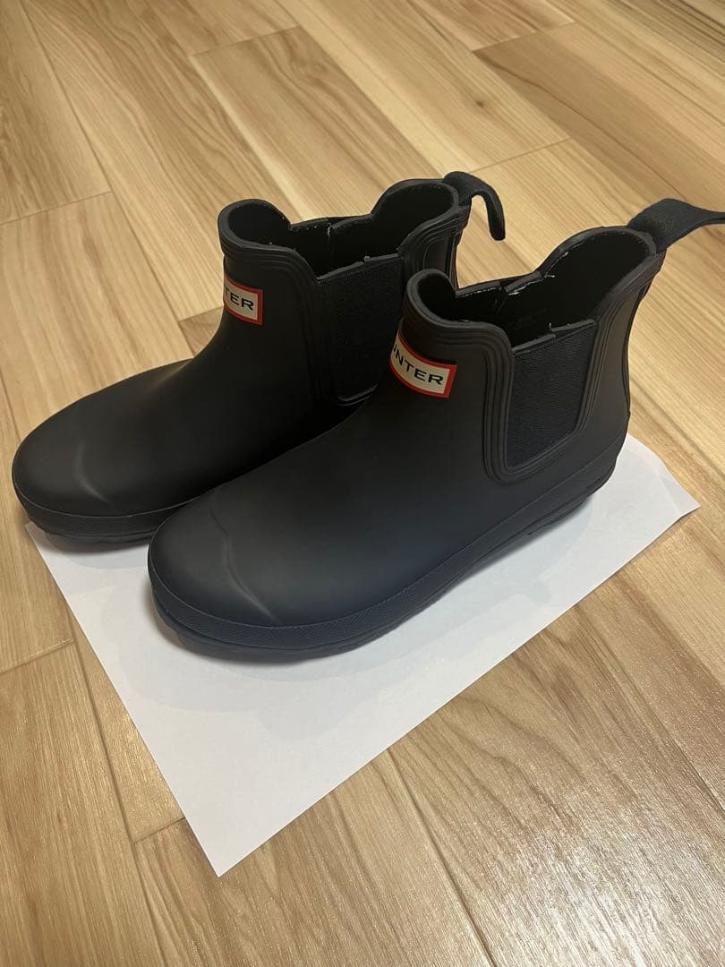 【美品】HUNTER レインブーツ ブラック　ショート丈