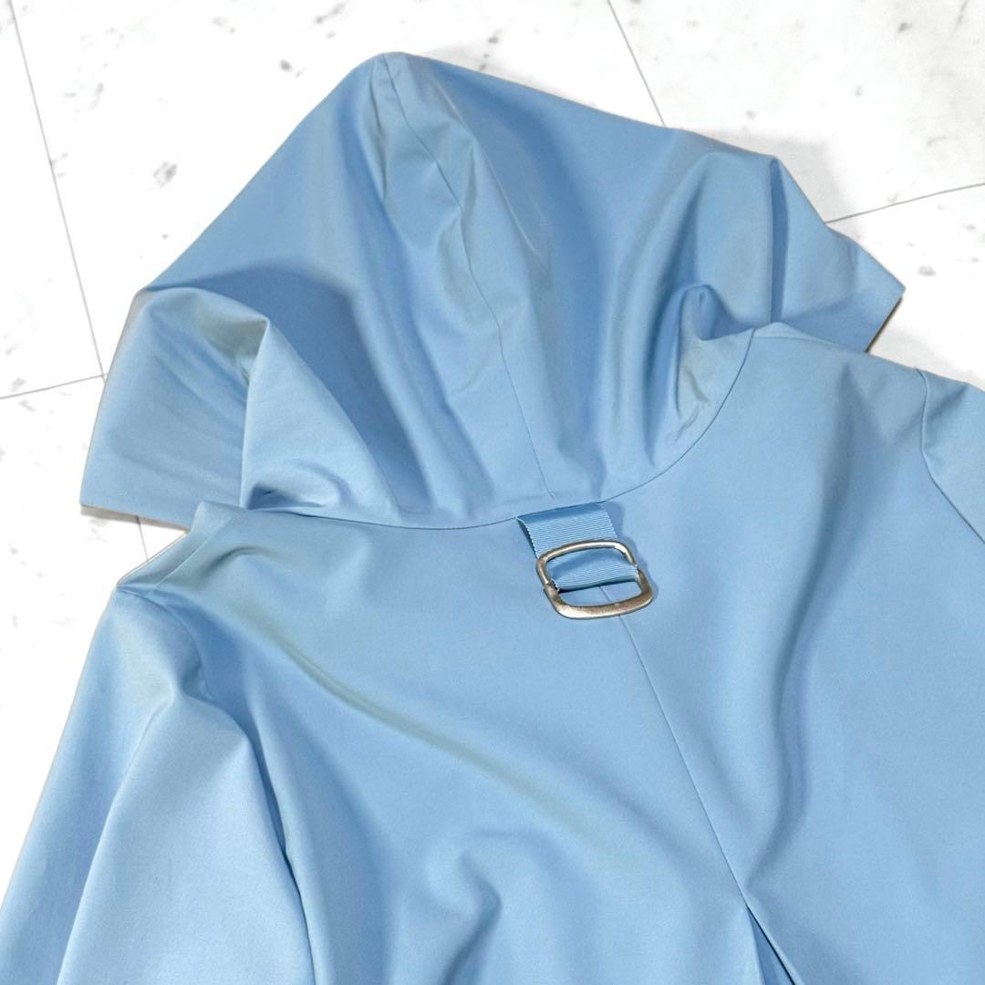 美品 フォクシー FOXEY レイニーコート ウォータープルーフ ライトブルー