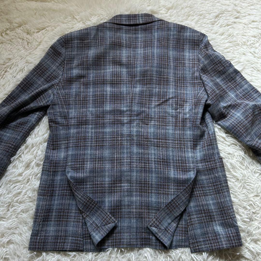 LARDINI テーラードジャケットグレンチェックウールシルクサイズ54
