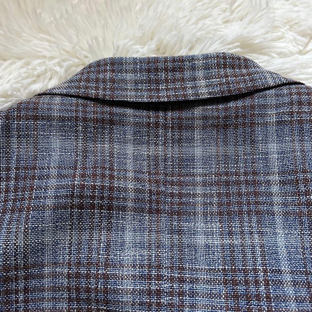 LARDINI テーラードジャケットグレンチェックウールシルクサイズ54