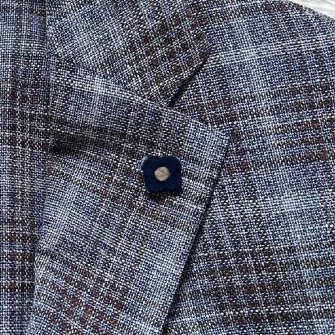 LARDINI テーラードジャケットグレンチェックウールシルクサイズ54