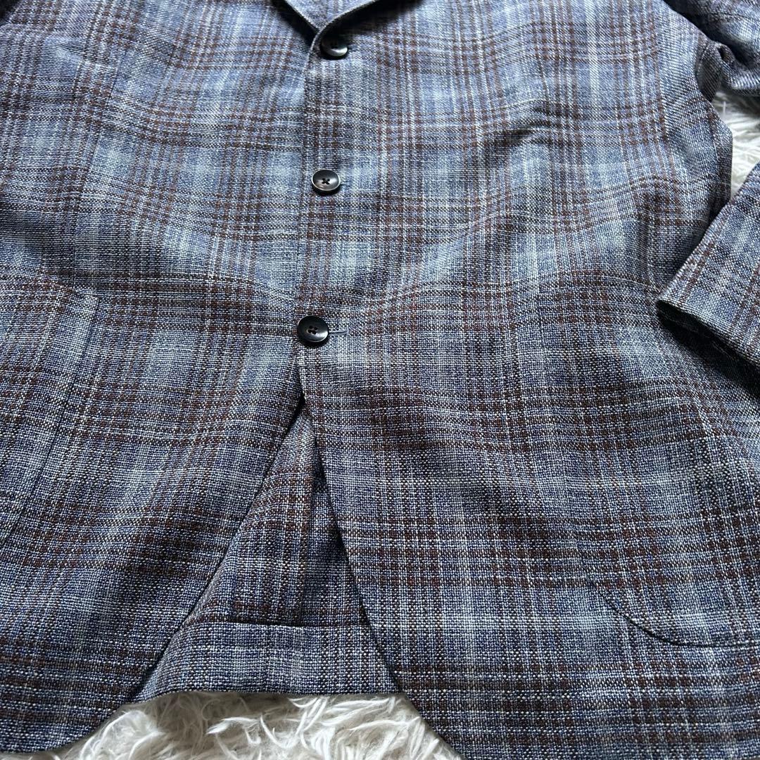 LARDINI テーラードジャケットグレンチェックウールシルクサイズ54
