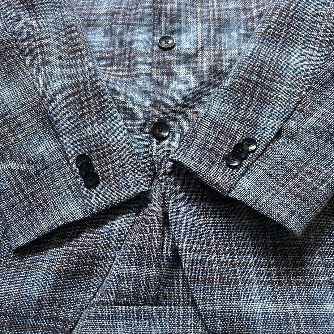 LARDINI テーラードジャケットグレンチェックウールシルクサイズ54