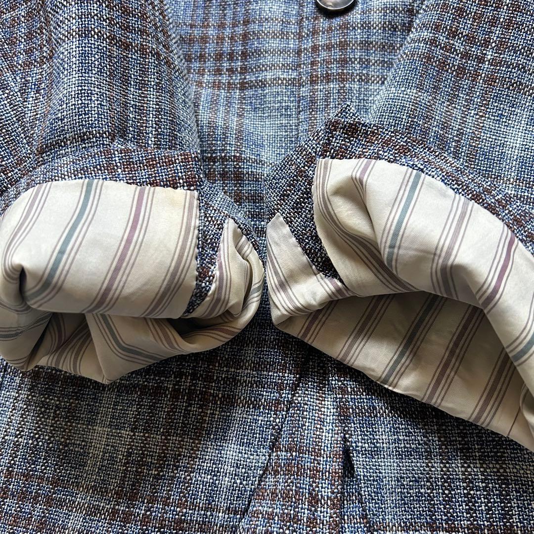 LARDINI テーラードジャケットグレンチェックウールシルクサイズ54