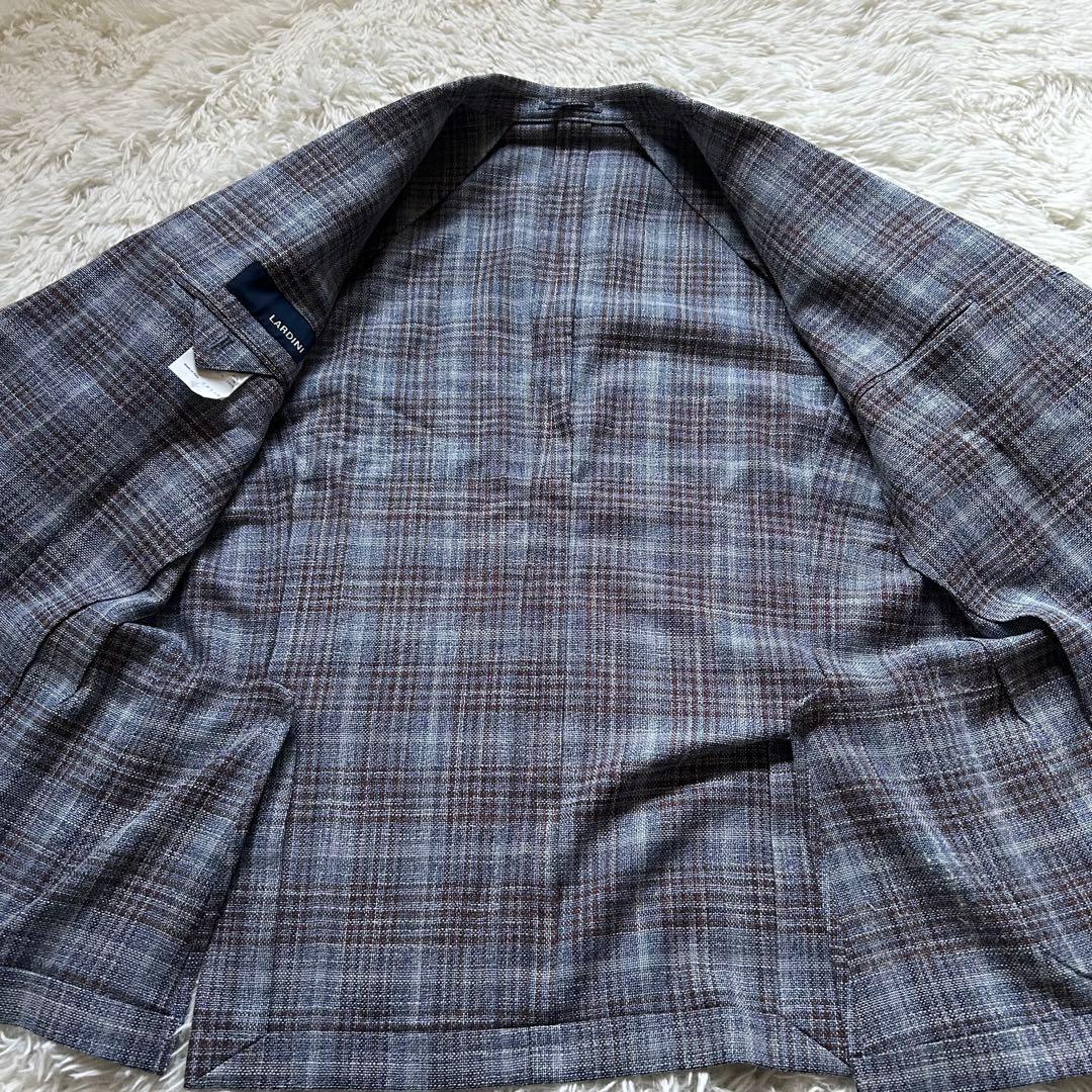 LARDINI テーラードジャケットグレンチェックウールシルクサイズ54