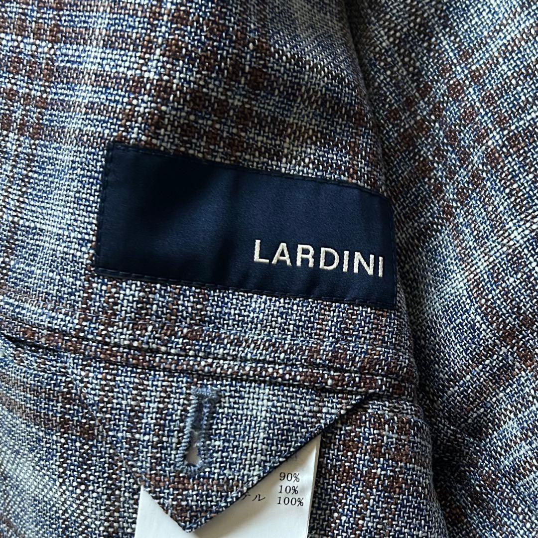 LARDINI テーラードジャケットグレンチェックウールシルクサイズ54