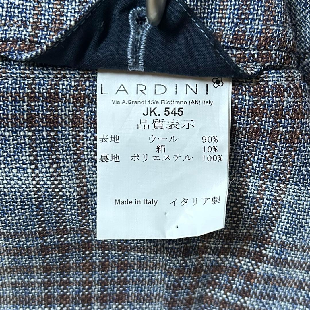 LARDINI テーラードジャケットグレンチェックウールシルクサイズ54