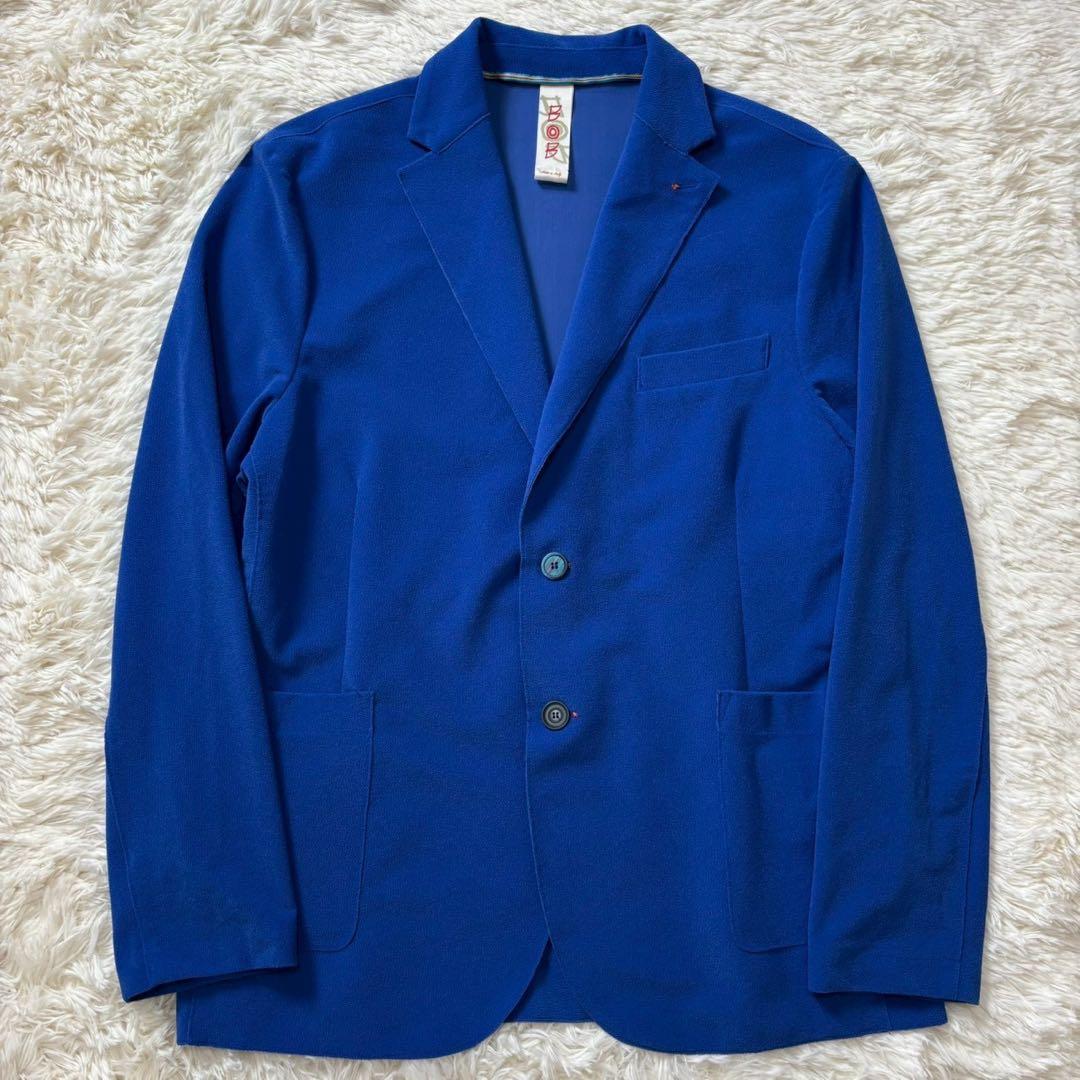 【美品】BOB テーラードジャケット　アンコン仕様　ブルー　ストレッチ