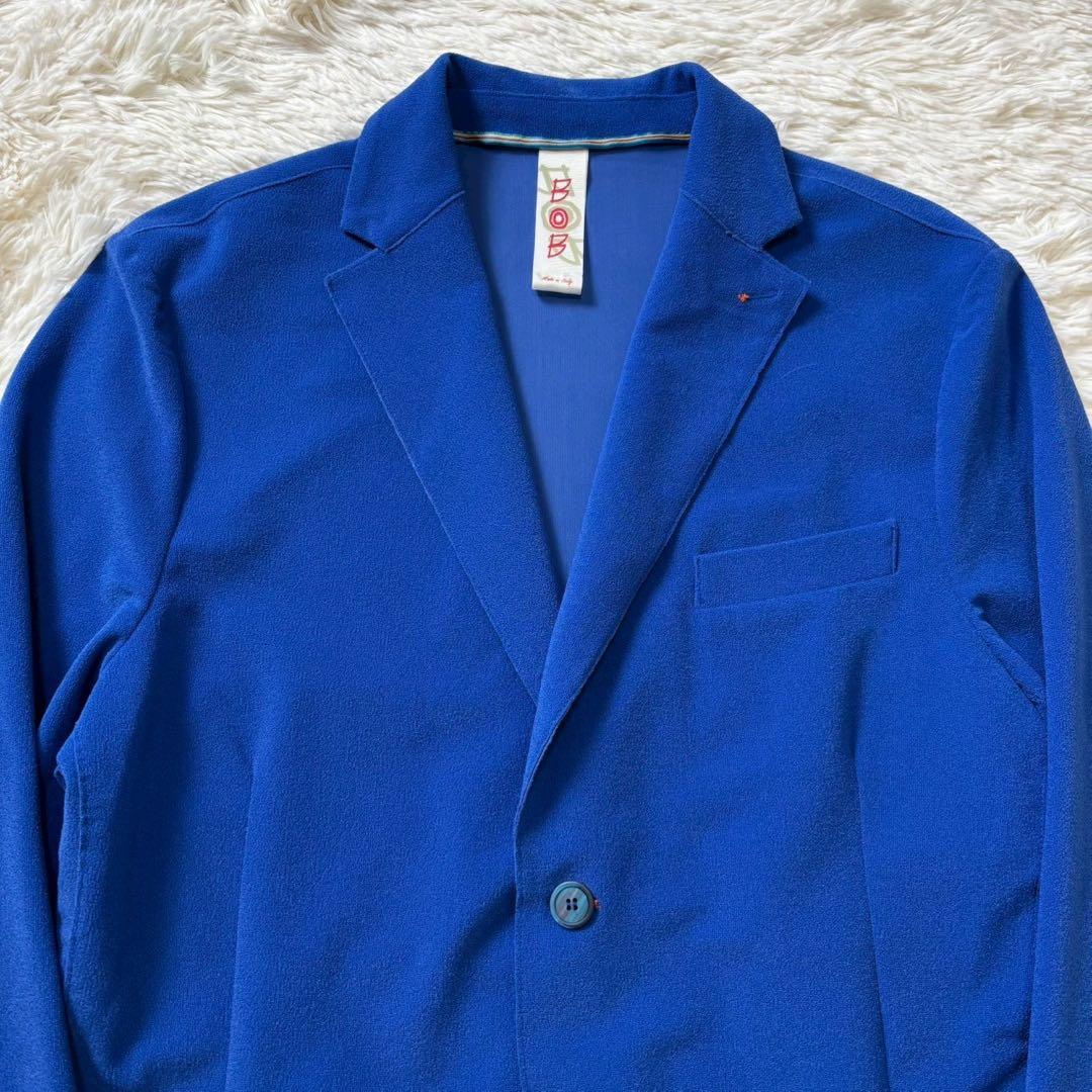 【美品】BOB テーラードジャケット　アンコン仕様　ブルー　ストレッチ