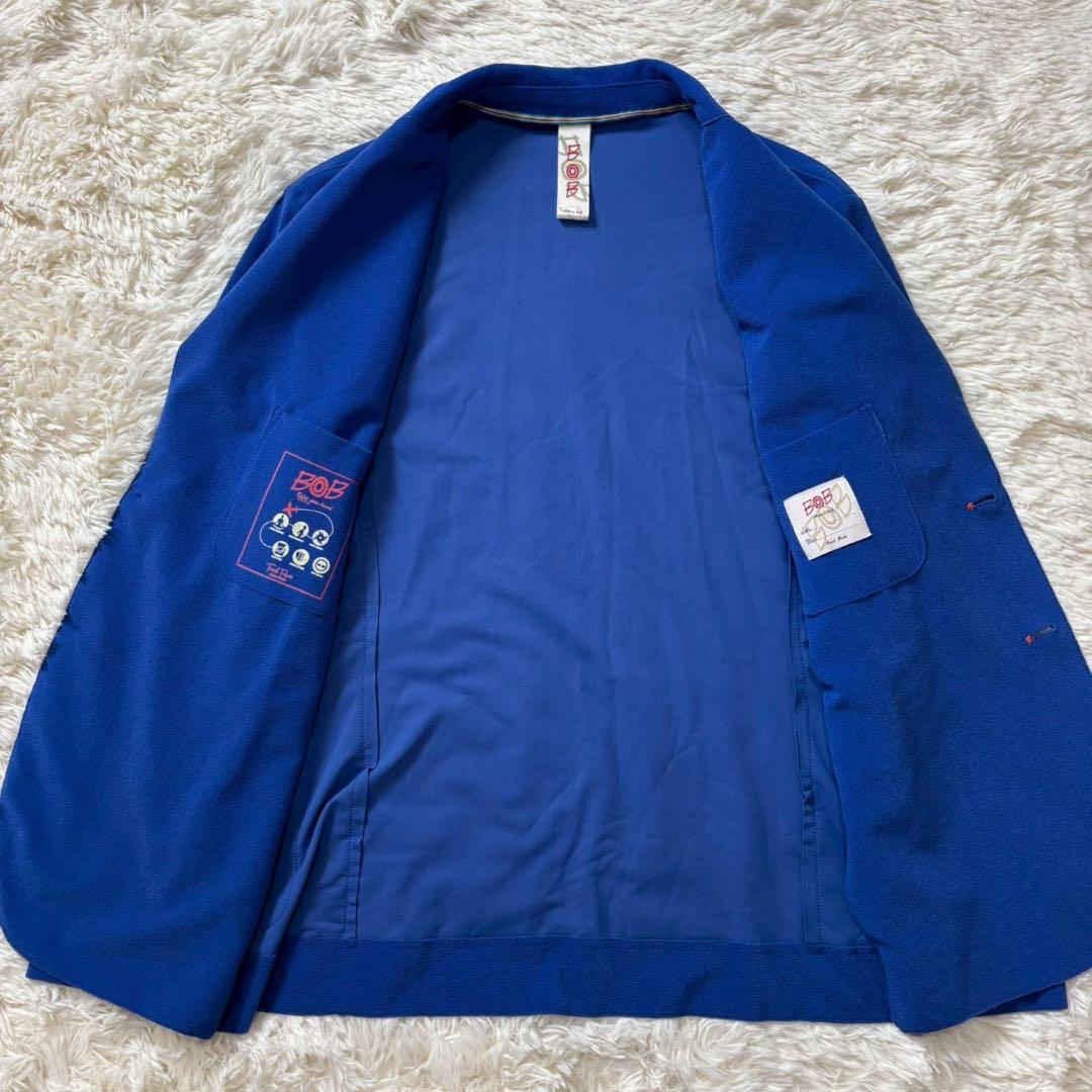 【美品】BOB テーラードジャケット　アンコン仕様　ブルー　ストレッチ