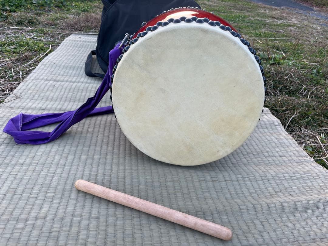 エイサー太鼓 大太鼓 本皮張り30cm ケース付き 中古美品
