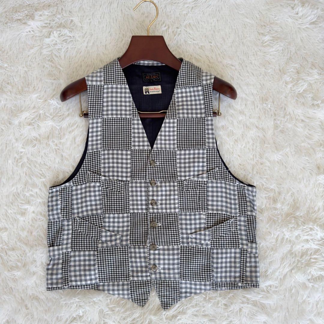 BEAMS PLUS✨India Madras ジャケット×ベスト　パッチワーク