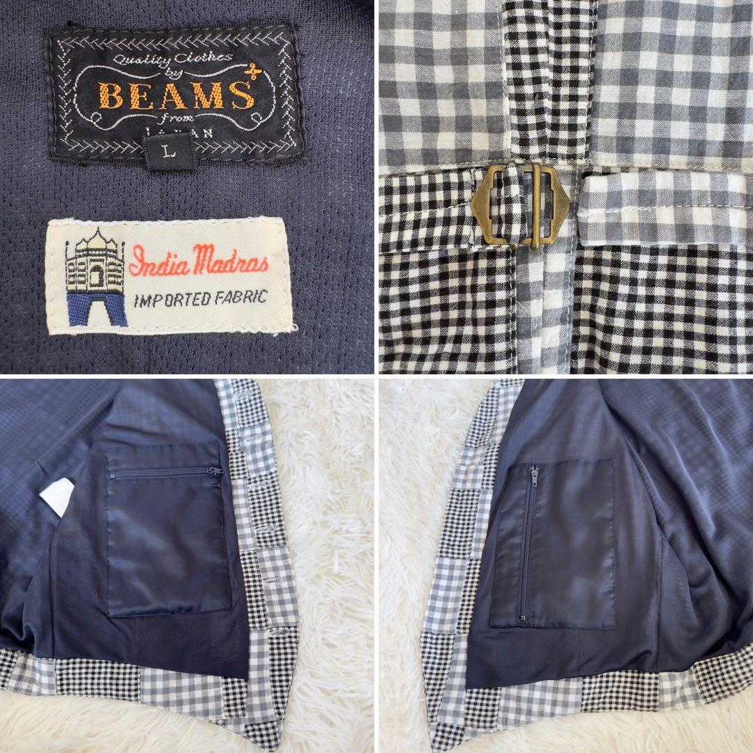 BEAMS PLUS✨India Madras ジャケット×ベスト　パッチワーク