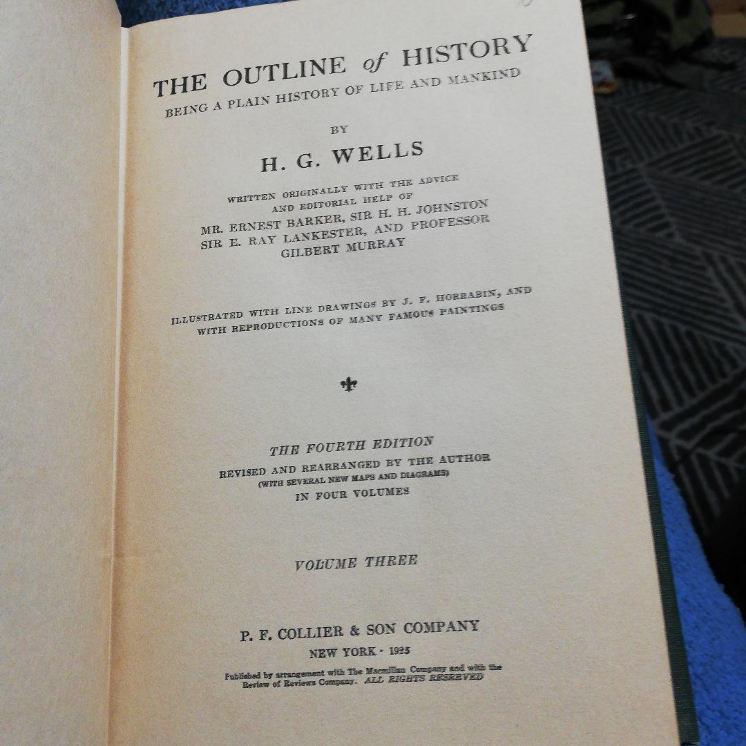 洋書 Outline of History 4 Volumes by Wells