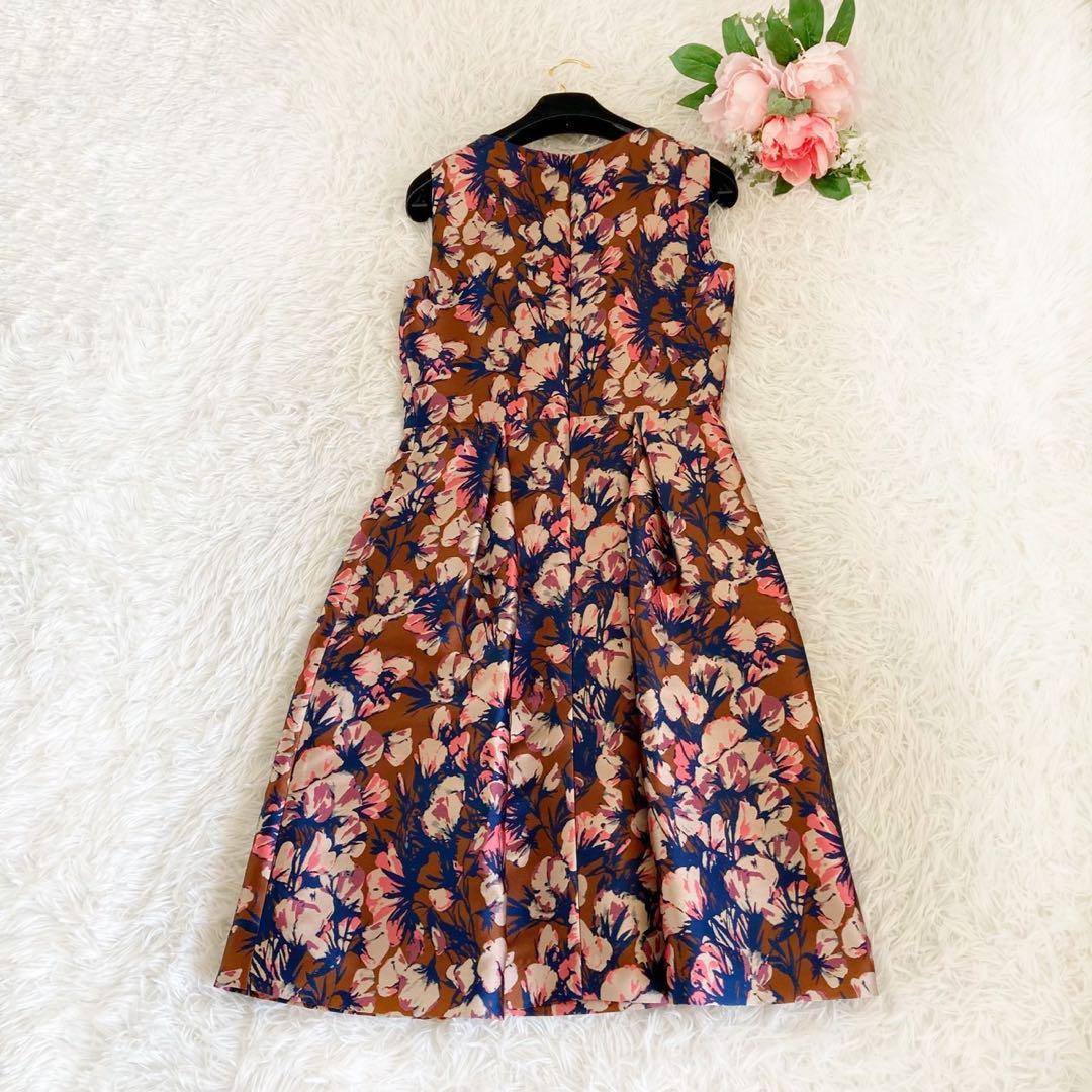 ANAYI アナイフラワージャガードワンピース ドレス ミモレ丈 上品 38