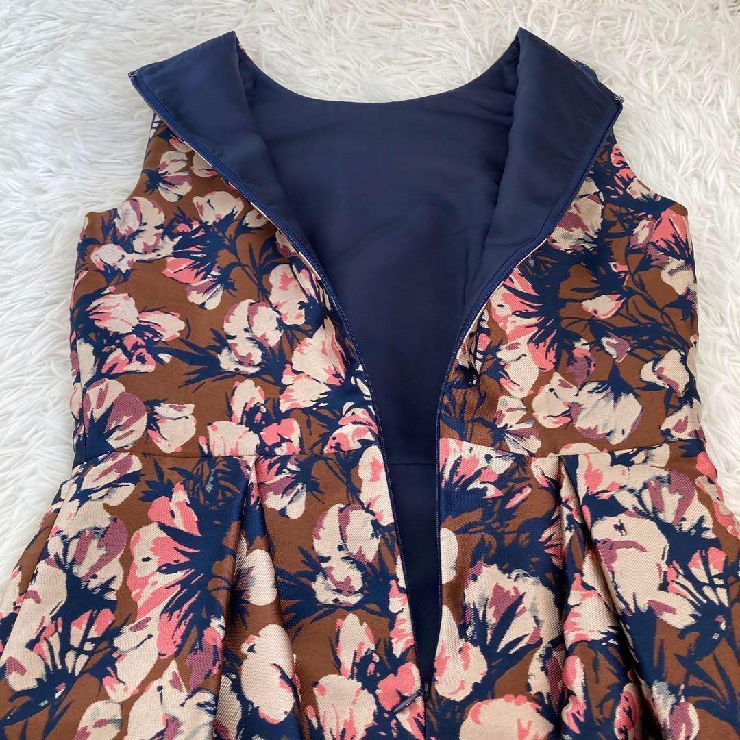 ANAYI アナイフラワージャガードワンピース ドレス ミモレ丈 上品 38