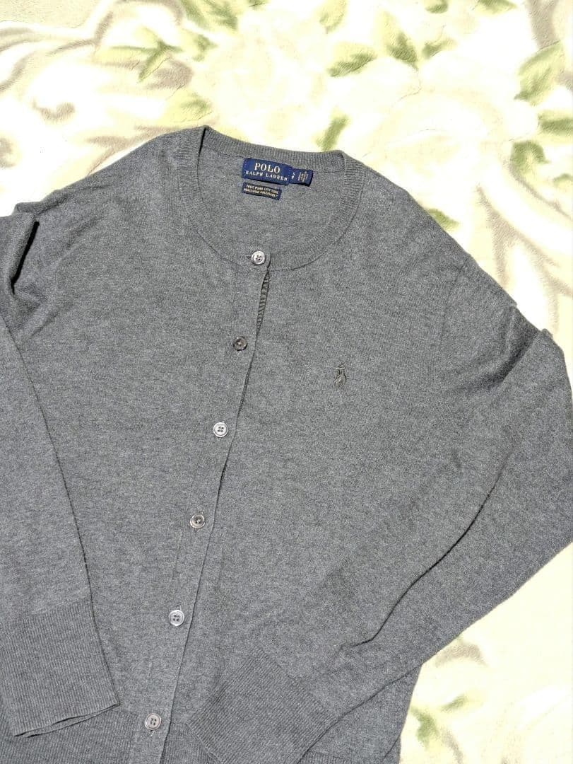 POLO RALPH LAUREN　カーディガン 長袖　丸首　グレー